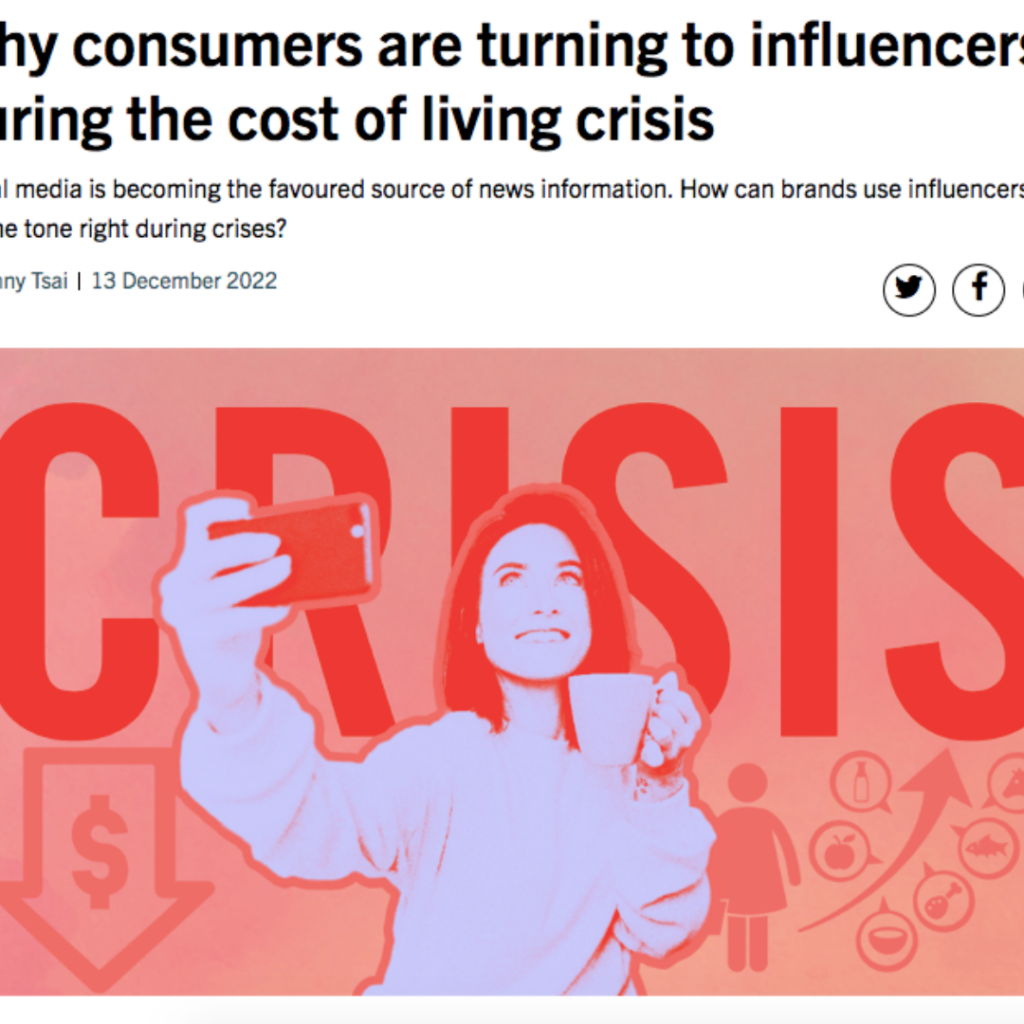 WeArisma CEO, Jenny Tsai in Performance Marketing World on why consumers are turning to influencers in the cost of living crisis