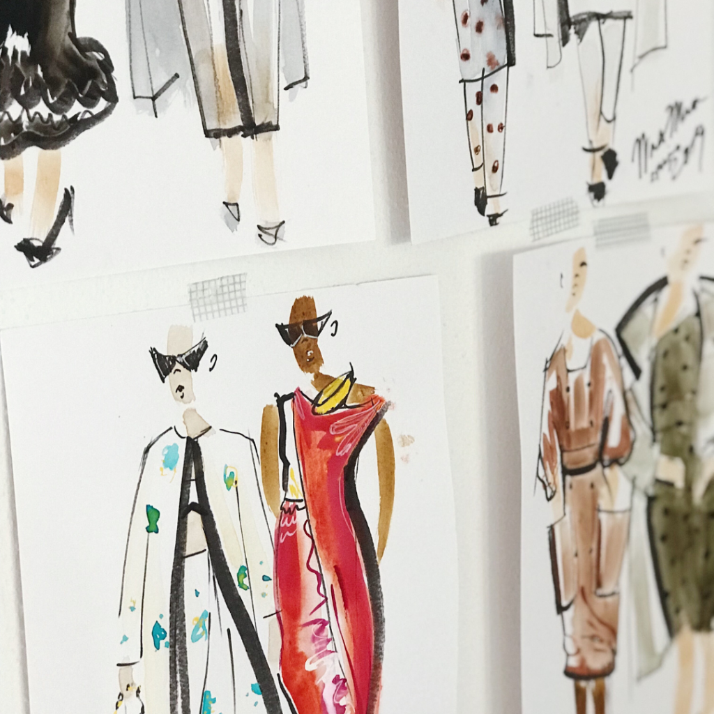 Designer luxury fashion sketches 