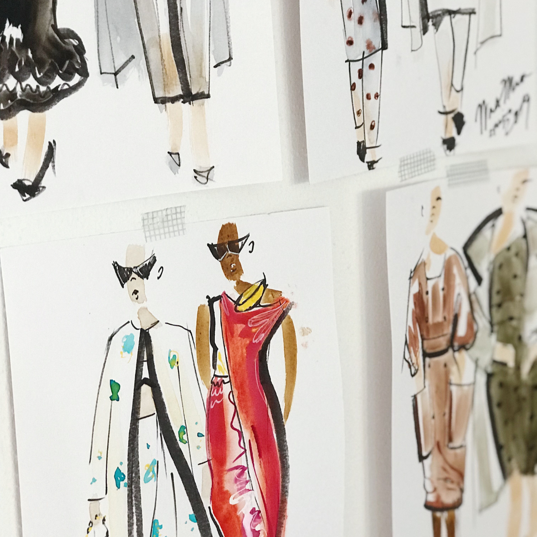 Designer luxury fashion sketches